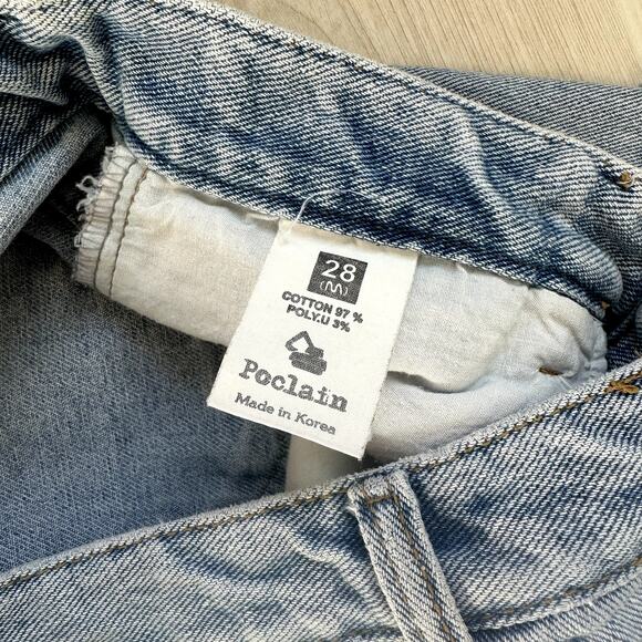 Poclain Jeans cut off raw hem denim jeans shorts Korean fashion medium 28 - Picture 5 of 5